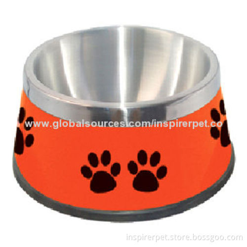 Stainless steel bowl feed for dog meta bowl cup, print paw